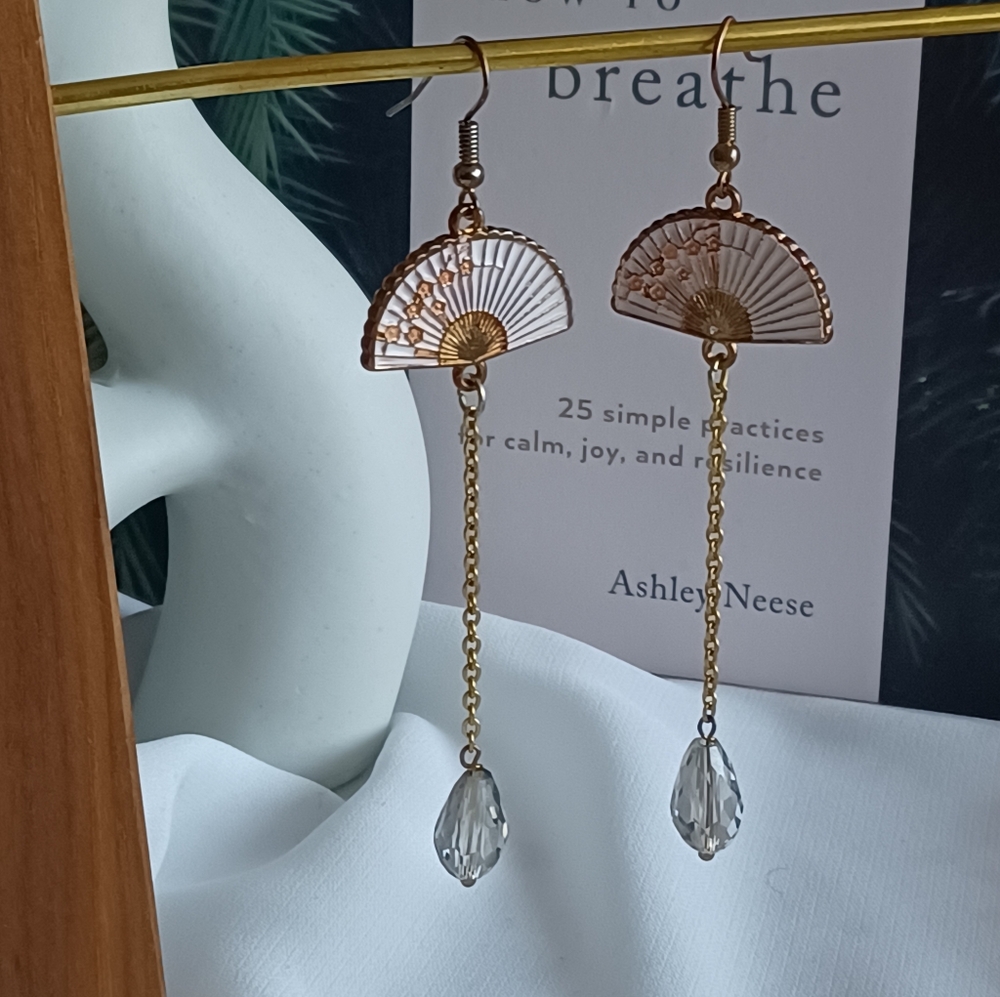 Dangling Japanese Fan Earrings